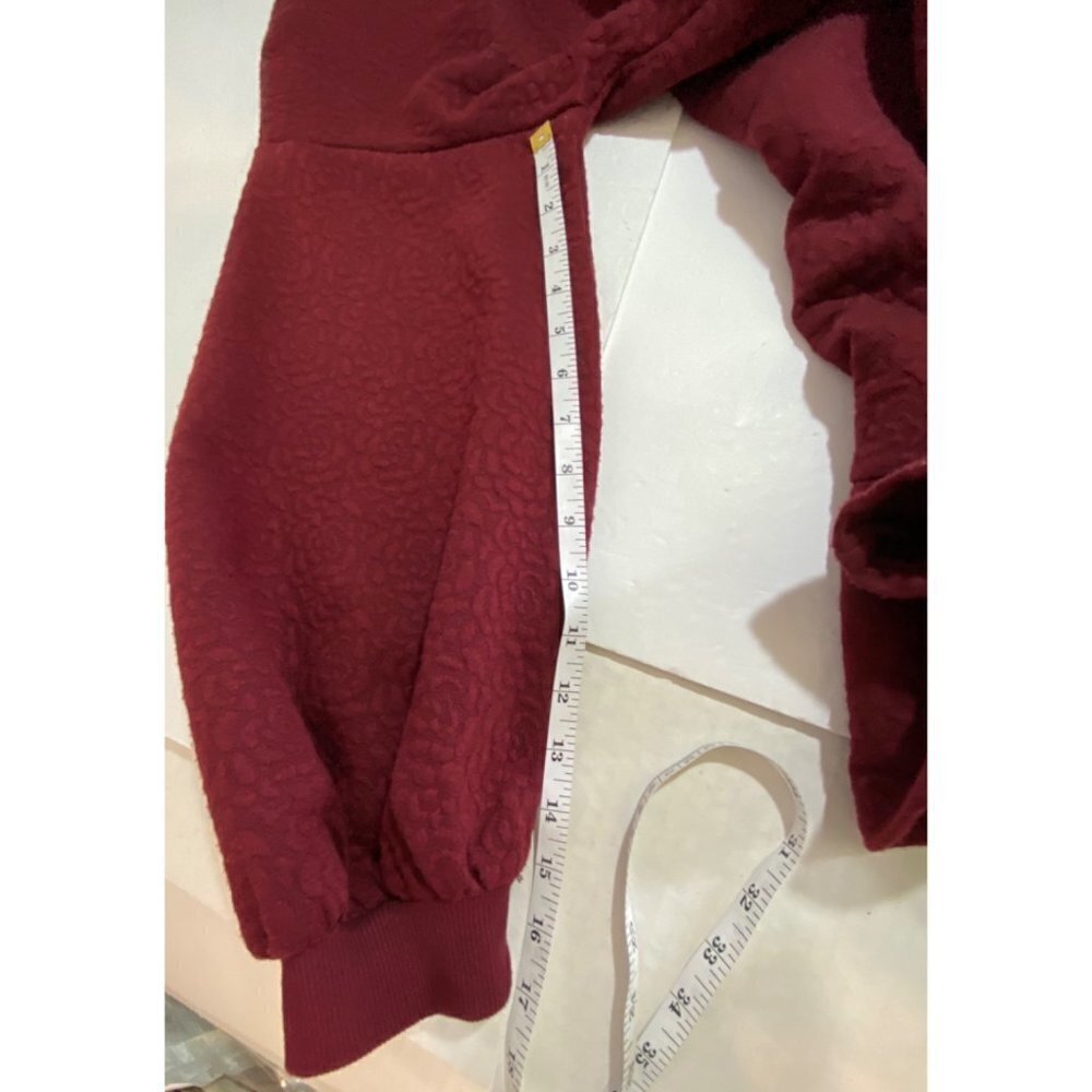Mare Mare x Anthropologie Odila Burgundy Tunic Dress Puff Sleeves Women's Medium - Picture 12 of 12